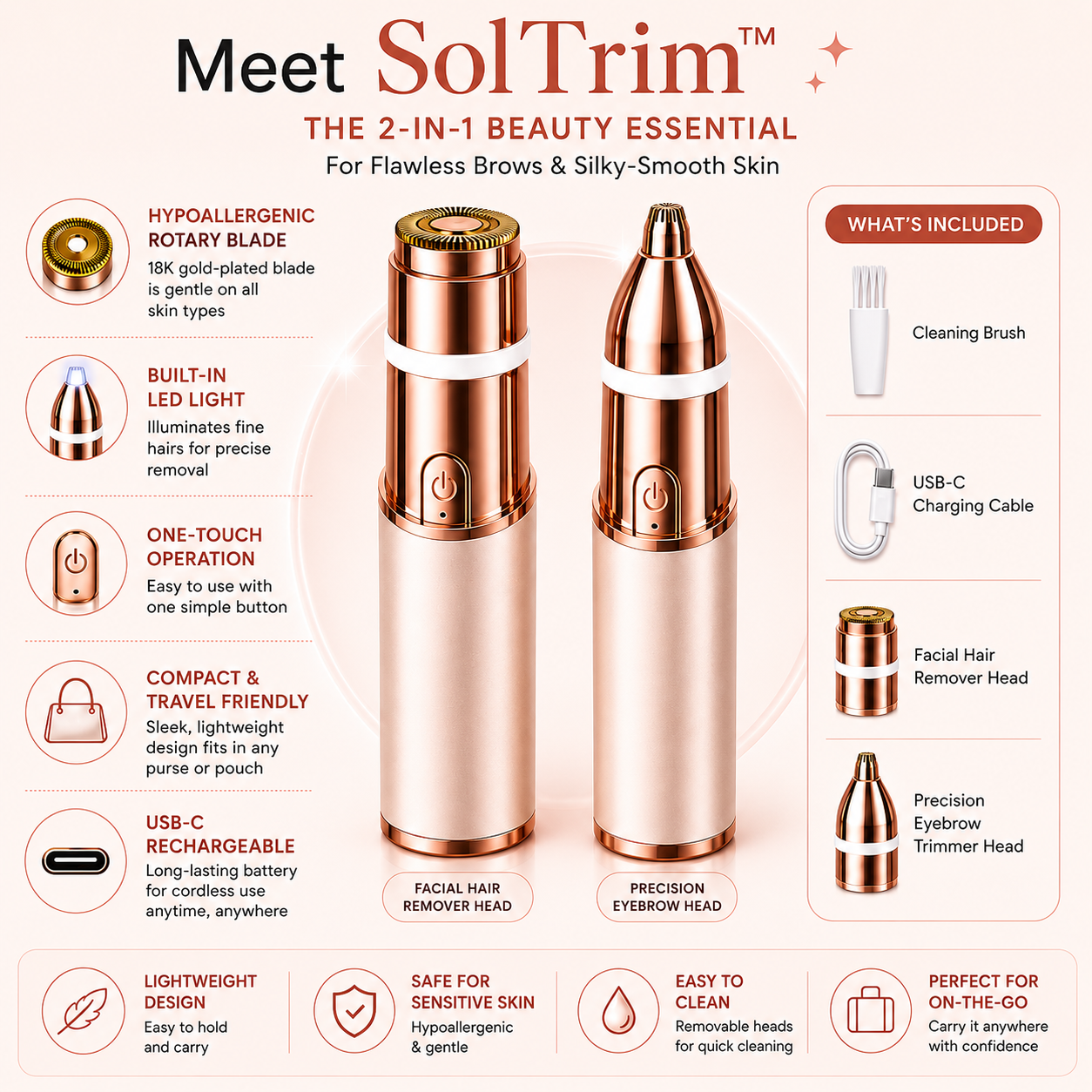 GlowTrim – 2-in-1 Eyebrow & Facial Hair Trimmer